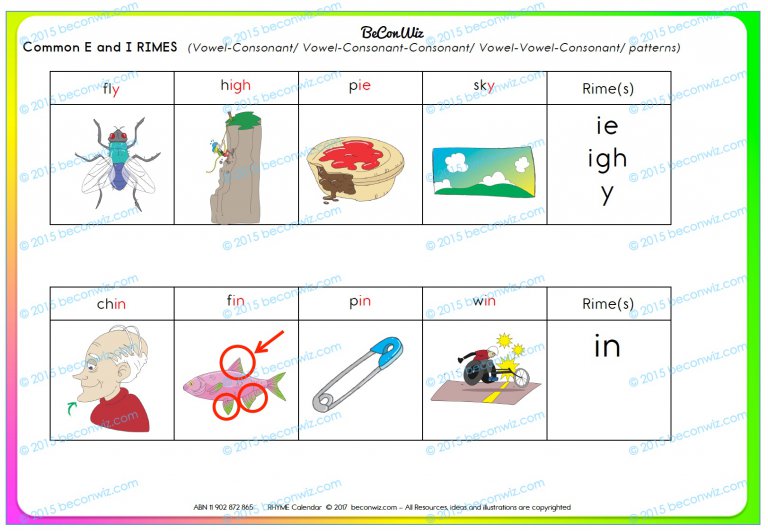calendar routine rhyming words