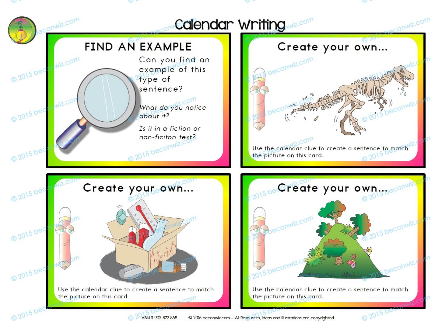 Sentence Types Calendar routine