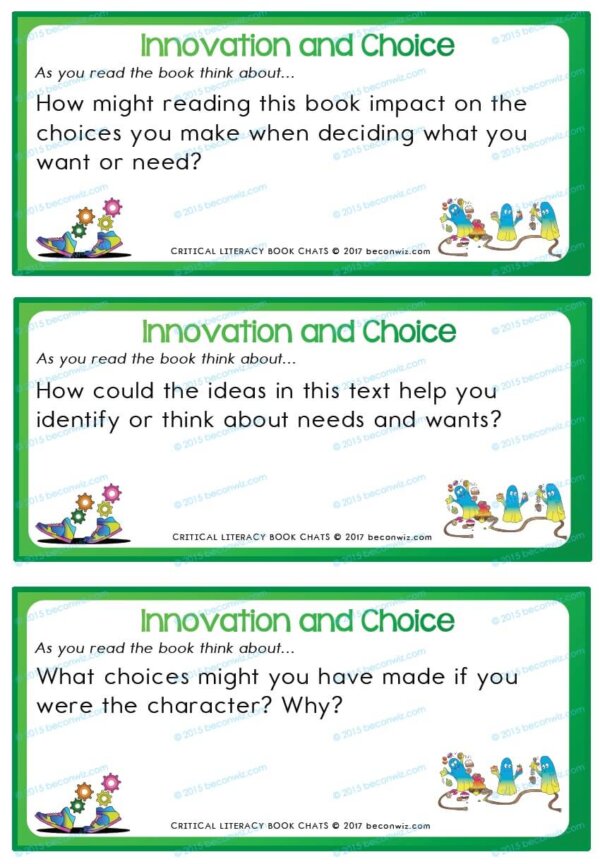 Needs and Wants book chat cards, Book Chats for students - Needs and Wants